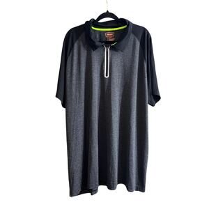 Foundry Big Men's Dark Heather Grey Black Zip Up Polo Shirt SIze 4XL